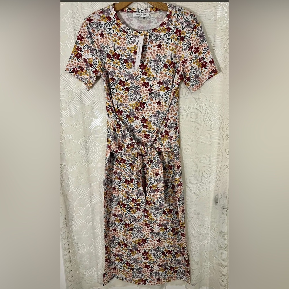 Amour Vert Womens Dress Size M Floral Colombe Reverie Knit Organic Cotton